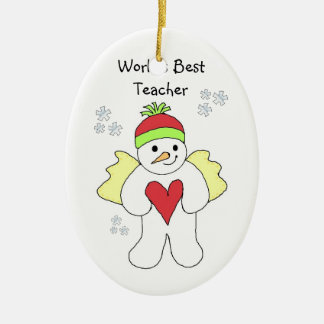 SnowAngel World's Best Teacher Design Ceramic Ornament