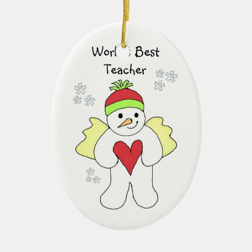 SnowAngel Worlds Best Teacher Design Ceramic Ornament