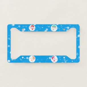 Snowball and Snowman Blue 2 License Plate Frame