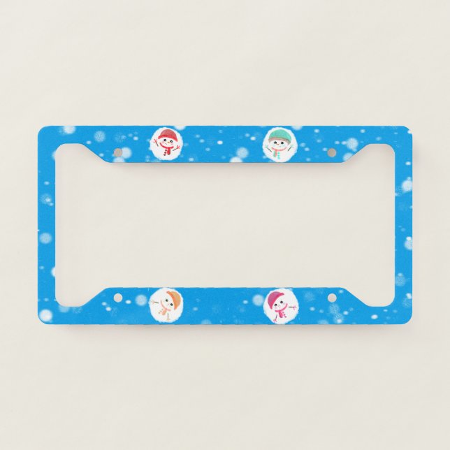 Snowball and Snowman Blue 2 License Plate Frame (Front)