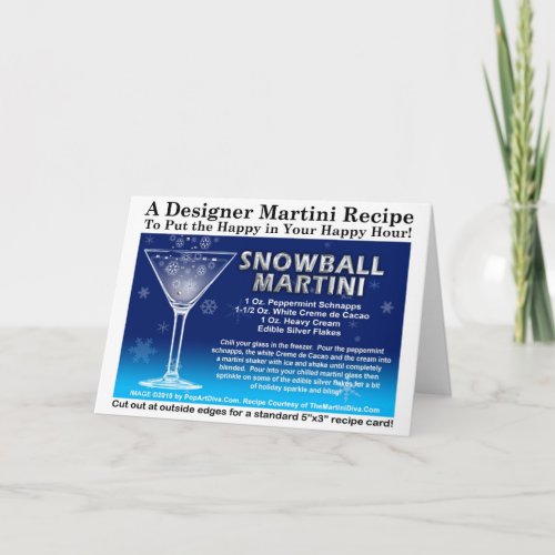 SNOWBALL CHRISTMAS COCKTAIL MARTINI RECIPE CARD