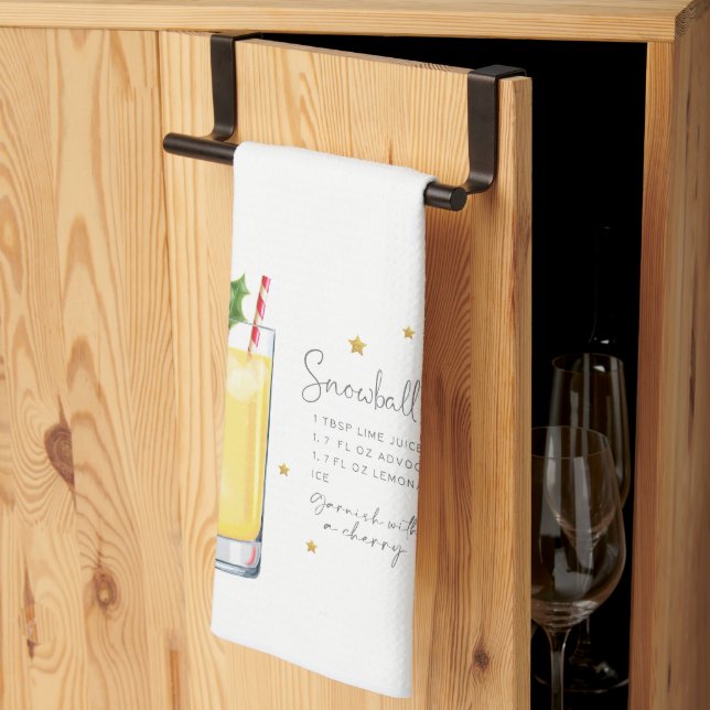 Snowball Christmas Cocktail Recipe Kitchen Towel (Thirds Fold)