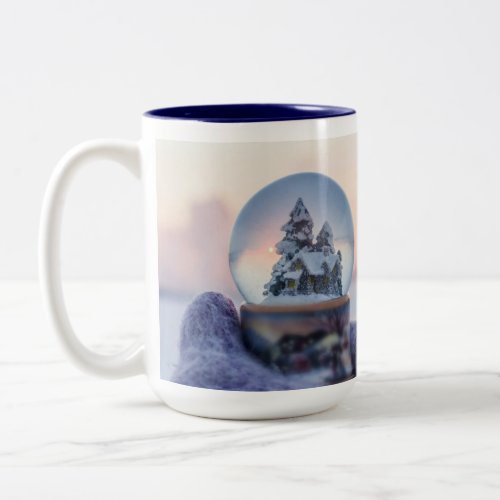 Snowball Christmas tree winter snowfall  Two_Tone Coffee Mug