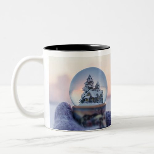 Snowball Christmas tree winter snowfall  Two_Tone Coffee Mug