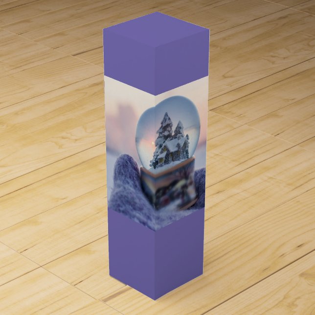 Snowball Christmas tree winter snowfall  Wine Box (Front)