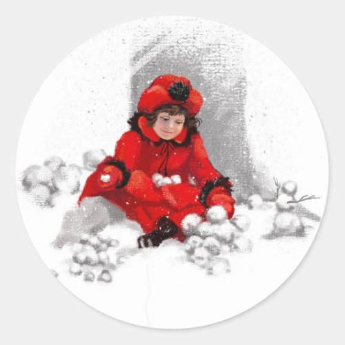 Snowball Day Classic Round Sticker