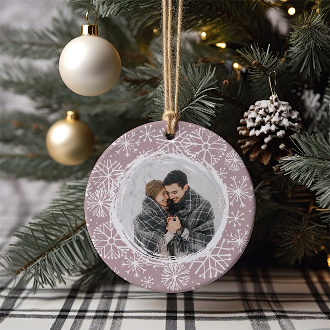 Snowball | Double Sided Name & Year Photo Ceramic Ornament (Creator Uploaded)