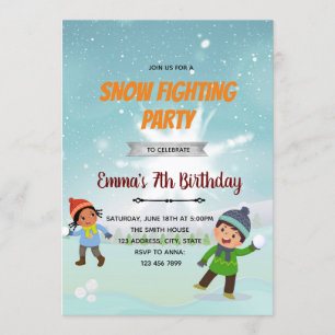 Snowball fight birthday Invitation