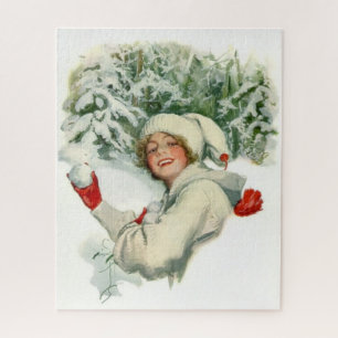 Snowball Fight (by Harrison Fisher) Jigsaw Puzzle