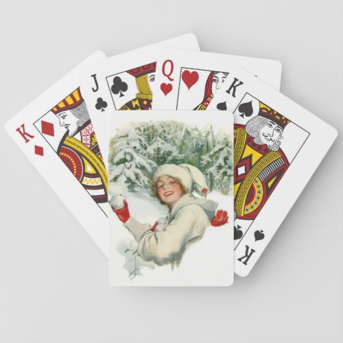 Snowball Fight by Harrison Fisher Poker Cards