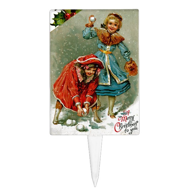 Snowball Fight Cake Topper (Front)