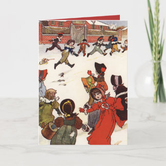 Snowball Fight Charles Robinson Vintage Holiday Card
