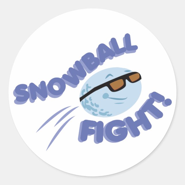 Snowball Fight Classic Round Sticker (Front)