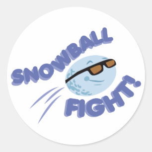 Snowball Fight Classic Round Sticker