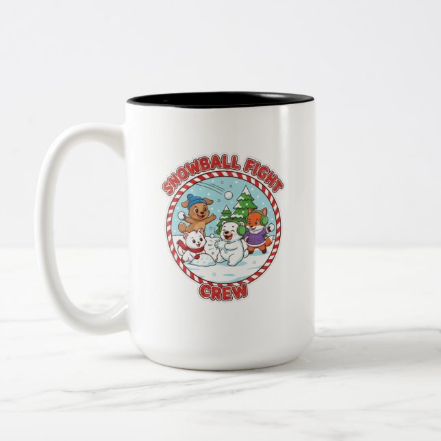  Snowball Fight Crew 15 oz Two-Tone Coffee Mug (Left)