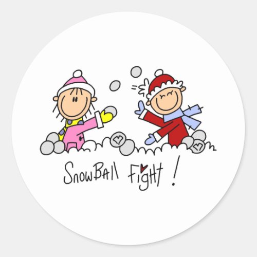 Snowball Fight Stick Figure Stickers