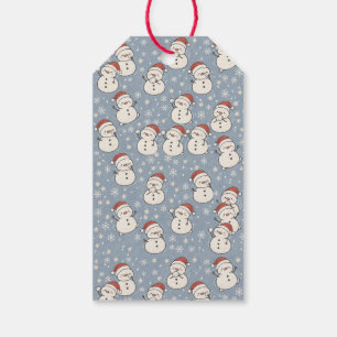 Snowball Friends Blue Christmas Snowman Wrapping Gift Tags