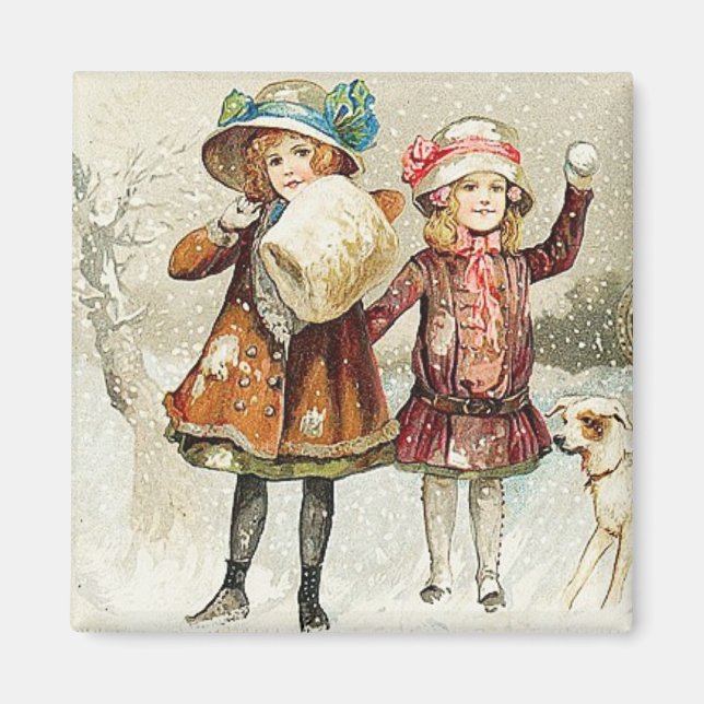 Snowball Girls Vintage Magnet (Front)