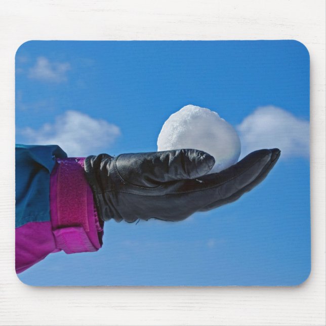 snowball in glove hand mouse pad (Front)