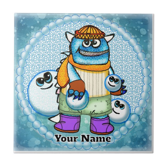 Snowball Monster Ceramic Tile (Front)