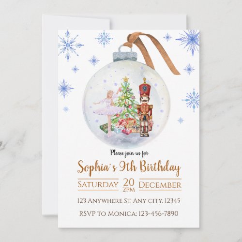 Snowball Nutcracker Winter Birthday Invitation