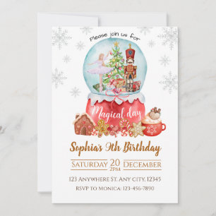 Snowball Nutcracker Winter Birthday Invitation