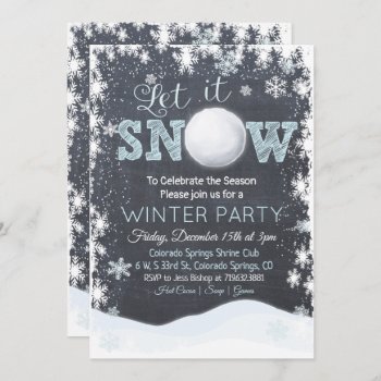 Snowball Snowflakes Winter Party Invitation by PaperandPomp at Zazzle