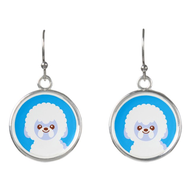 Snowball the Bichon Frise Earrings (Front)