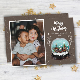 Snowball Winter Village Photo Merry Christmas Holiday Card