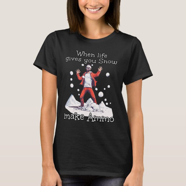 Snowballer in Tracksuit with Ammo for Winter Fun L T-Shirt (Front)