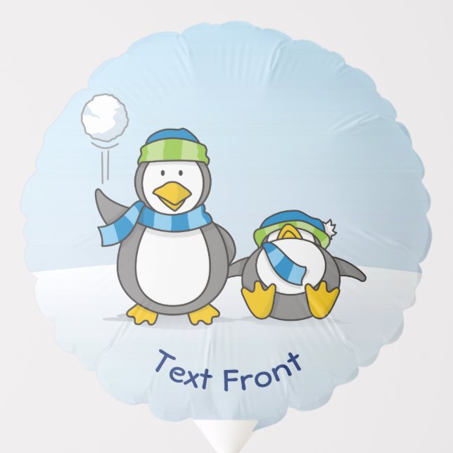 Snowballing Penguins Balloon (Front)