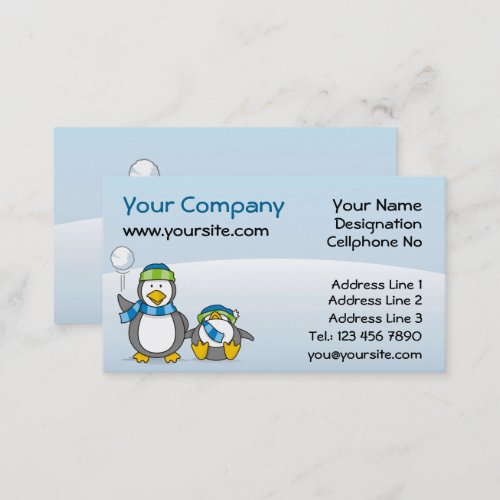 Snowballing penguins business card