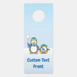 Snowballing Penguins Door Hanger