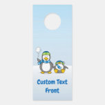 Snowballing Penguins Door Hanger