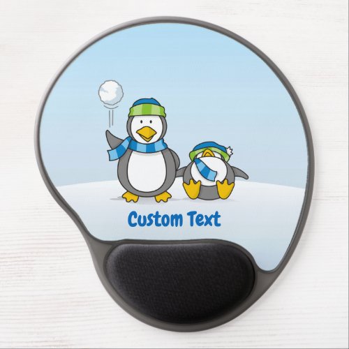 Snowballing penguins gel mouse pad