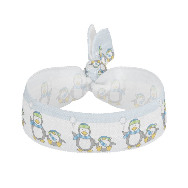Snowballing penguins hair tie (Front)