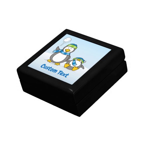 Snowballing penguins jewelry box