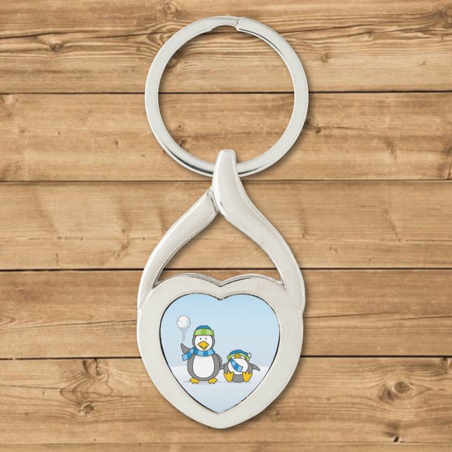 Snowballing penguins keychain (Creator Uploaded)
