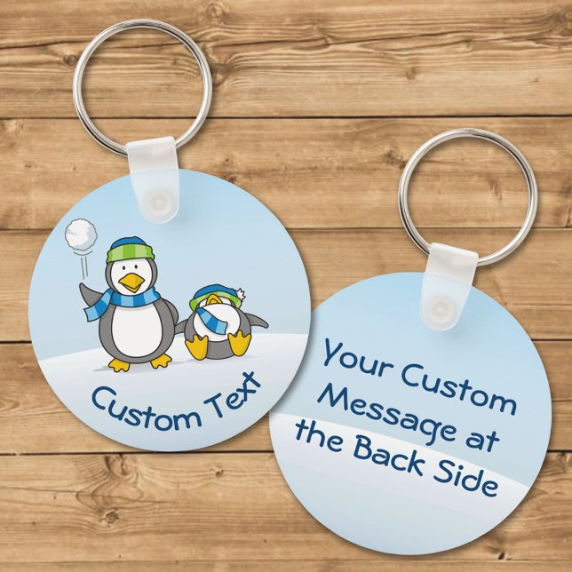 Snowballing Penguins Keychain (Creator Uploaded)