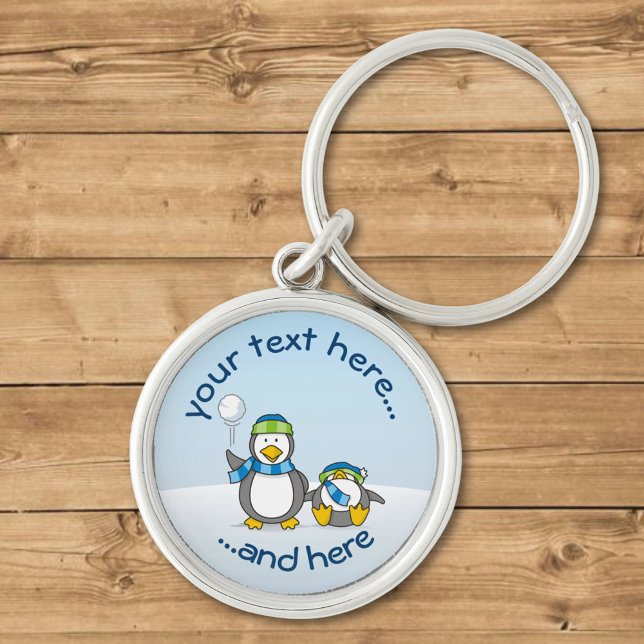 Snowballing penguins keychain (Creator Uploaded)