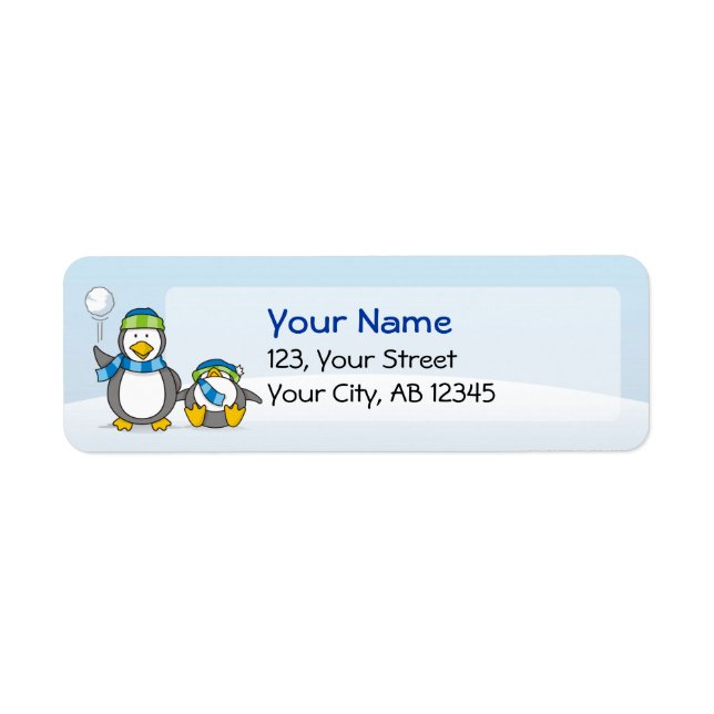 Snowballing penguins label (Front)