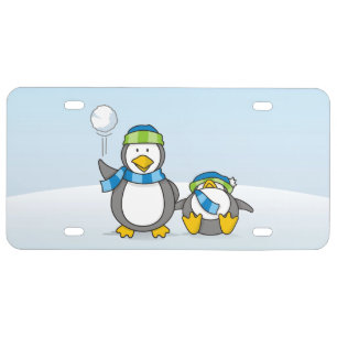 Snowballing penguins license plate
