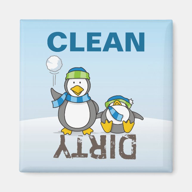 Snowballing penguins magnet (Front)