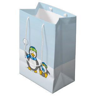Snowballing penguins medium gift bag