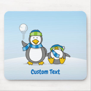 Snowballing penguins mouse pad