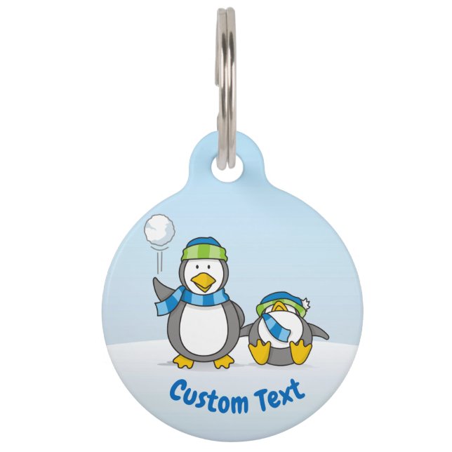Snowballing penguins pet ID tag (Front)