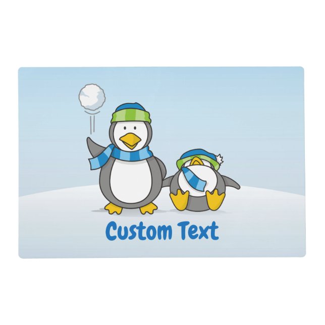 Snowballing penguins placemat (Front)