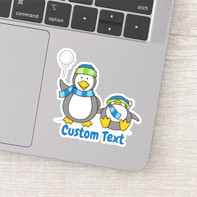 Snowballing penguins sticker (Detail)