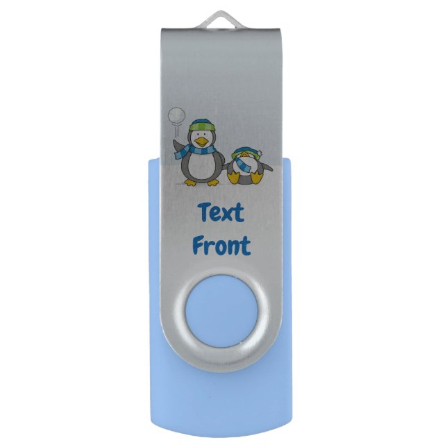 Snowballing penguins USB flash drive (Front Vertical)