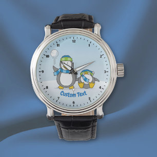 Snowballing penguins watch
